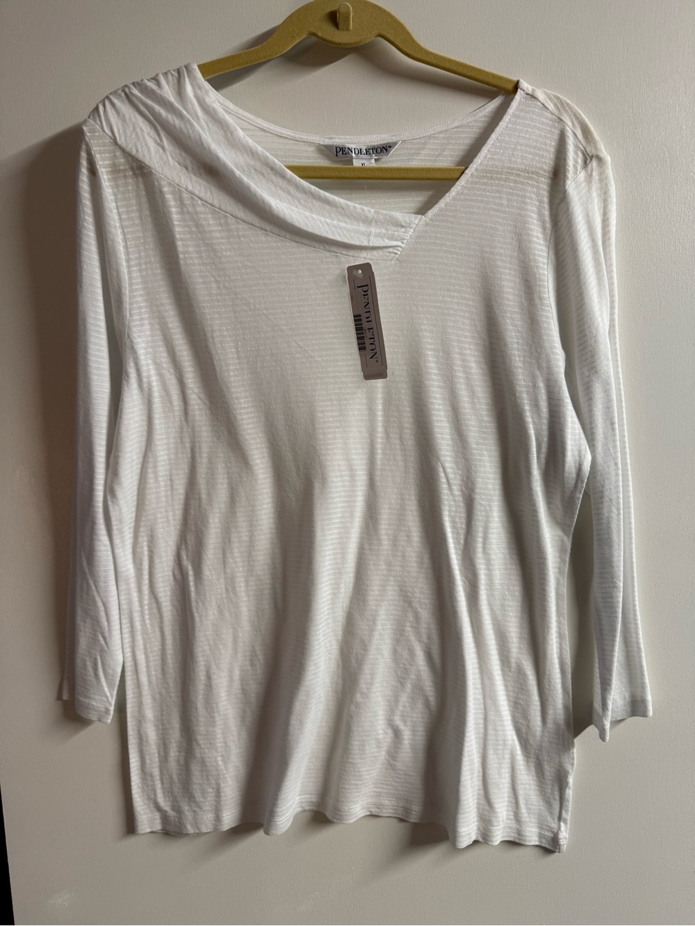 Pendleton White Lightweight Draped Neck Tee